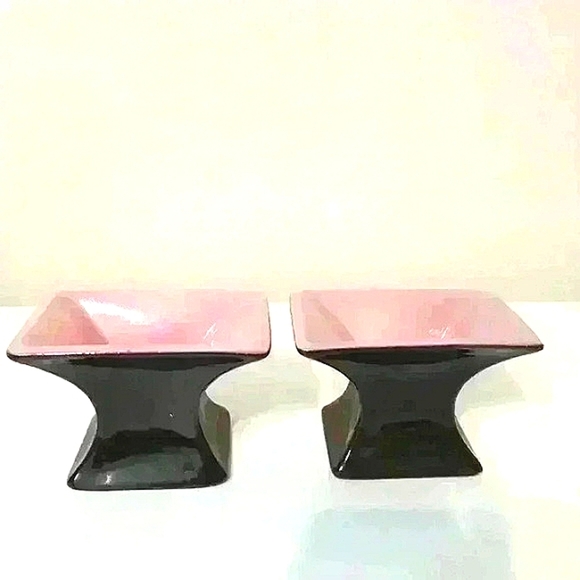 MCM Planters Black/Pink Inside Succulent Planters Desk Organizers Set Of 2 Small - Picture 1 of 6